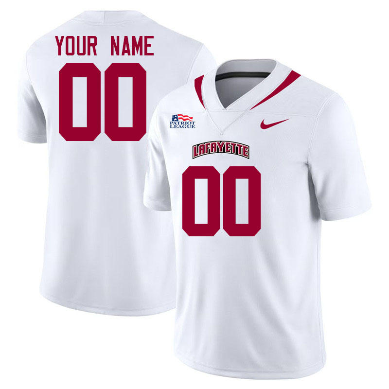 Custom Lafayette Leopards Name And Number Football Jerseys-White